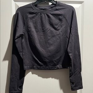 Women's Black Long Sleeve Workout Top